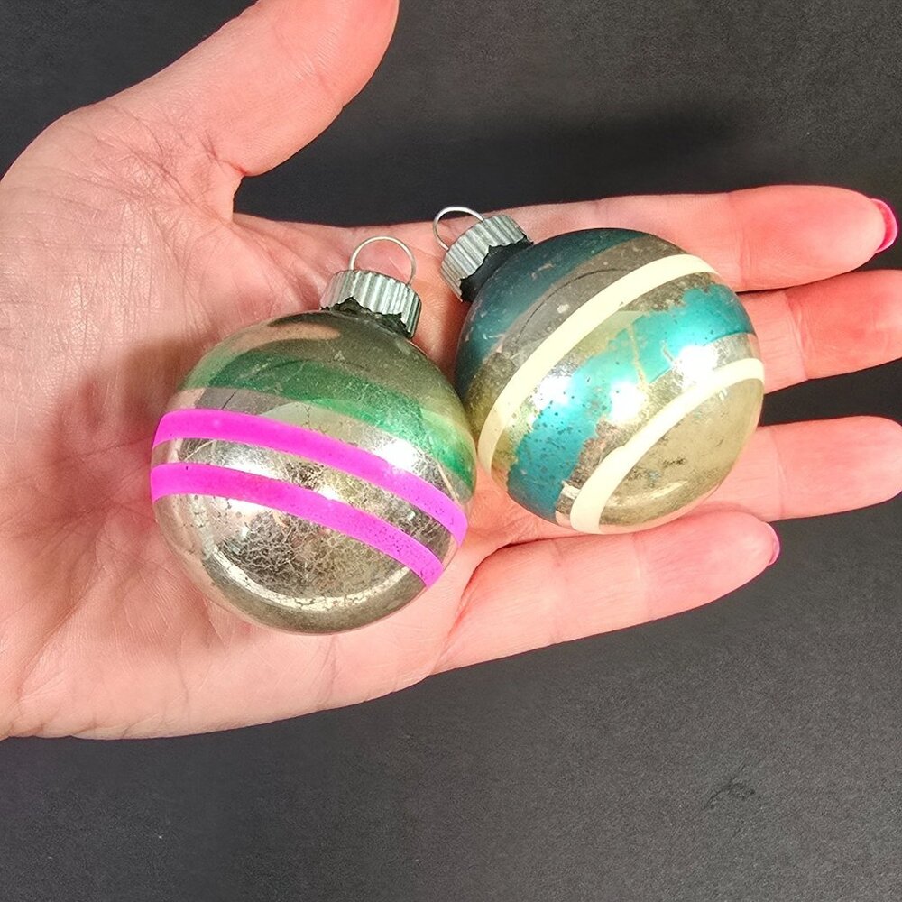 Vintage Shiny Brite Glass Christmas Ornaments Lot of 14 Mixed Colors Pattern - Picture 11 of 16